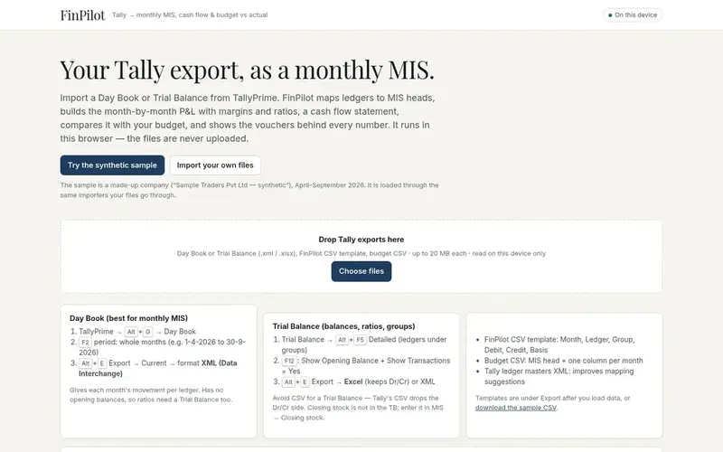 Screenshot of FinPilot